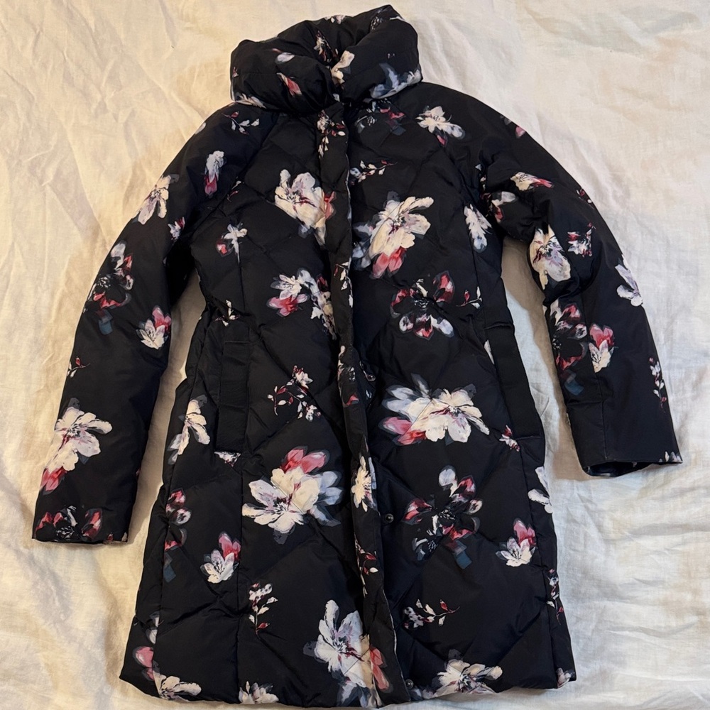 Lands End Down Coat, womens XS, floral print